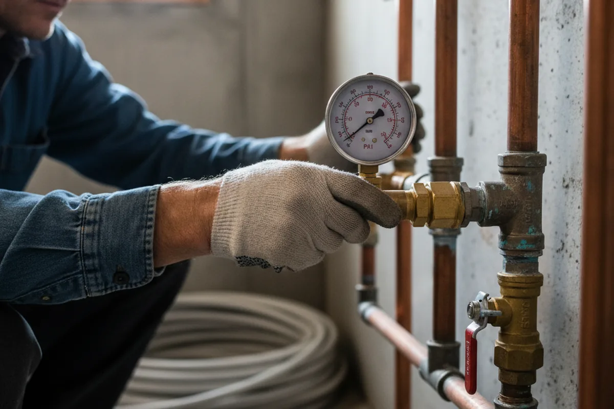 Pressure testing a repaired line during Water Line Repair in Redwood